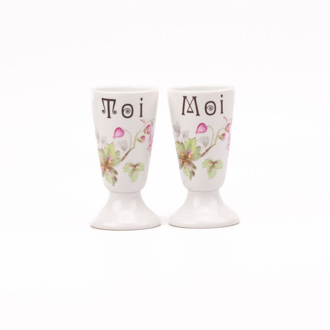 2 mazagrans en porcelaine de Limoges "toi" et "moi"