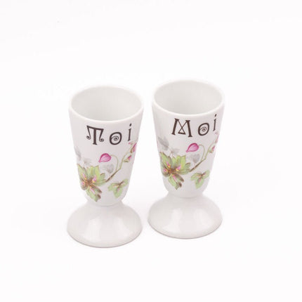 2 mazagrans en porcelaine de Limoges "toi" et "moi"