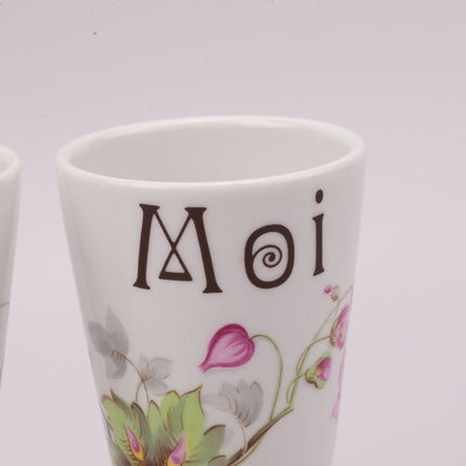 2 mazagrans en porcelaine de Limoges "toi" et "moi"