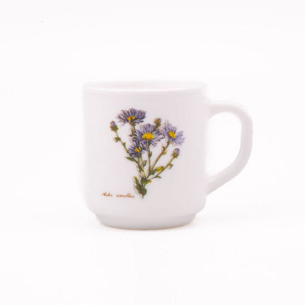 Mug vintage Arcopal blanc avec un motif fleuri collection Botanique