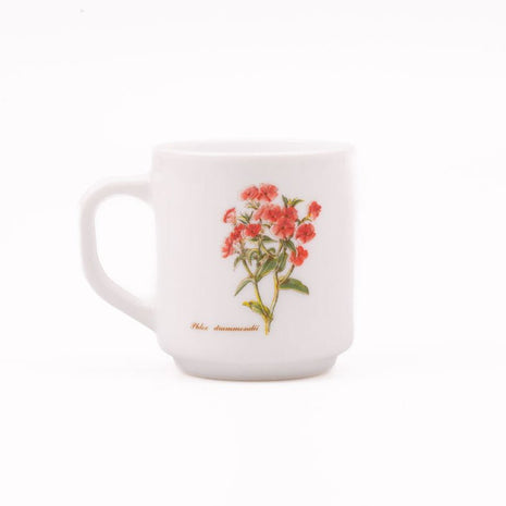 Mug vintage Arcopal blanc avec un motif fleuri collection Botanique
