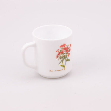 Mug vintage Arcopal blanc avec un motif fleuri collection Botanique