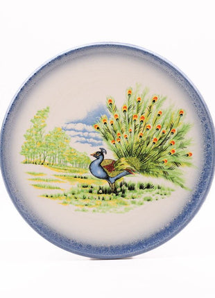 Grand plat en porcelaine avec paon Carm Ceramica