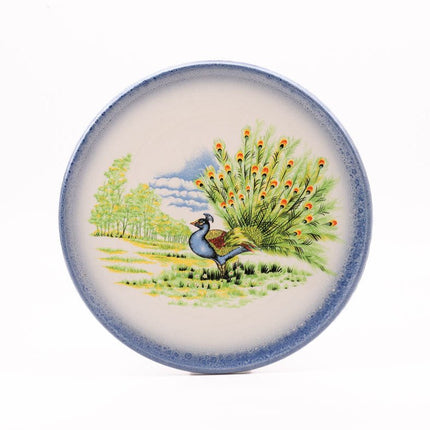 Grand plat en porcelaine avec paon Carm Ceramica