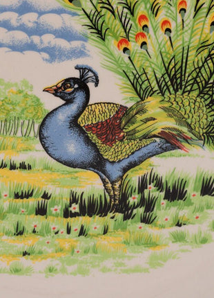 Grand plat en porcelaine avec paon Carm Ceramica