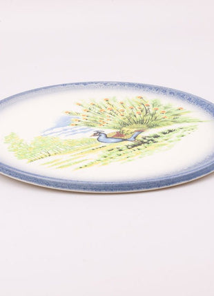 Grand plat en porcelaine avec paon Carm Ceramica