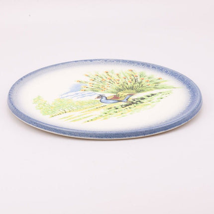 Grand plat en porcelaine avec paon Carm Ceramica