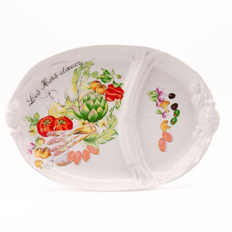 Grand plat Les Hors-d'oeuvres en porcelaine en 2 compartiments