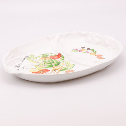 Grand plat Les Hors-d'oeuvres en porcelaine en 2 compartiments