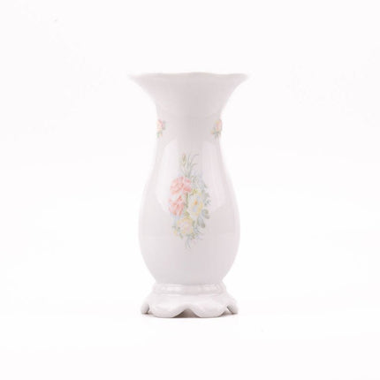 Vase vintage motif floral en porcelaine blanche de Gerold