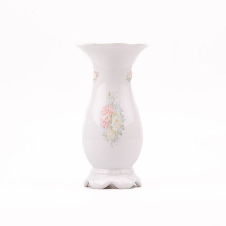 Vase vintage motif floral en porcelaine blanche de Gerold
