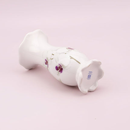 Vase vintage motif floral en porcelaine blanche de Gerold- Porzellan