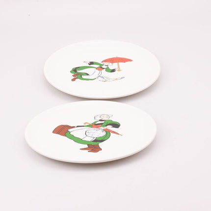 2 assiettes plates en porcelaine Becassine