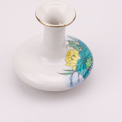 Petit vase vintage en porcelaine blanche avec motifs bleus de CEAC