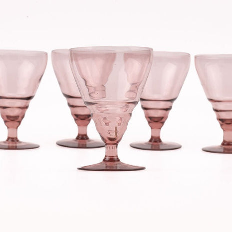 5 verres sur pied vintage style Art déco