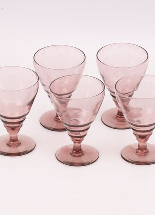 5 verres sur pied vintage style Art déco