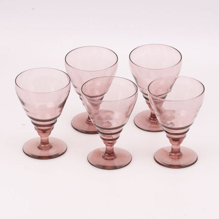 5 verres sur pied vintage style Art déco