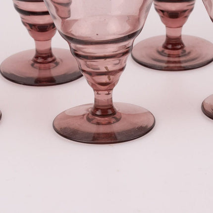 5 verres à pied rose vintage style Art Déco