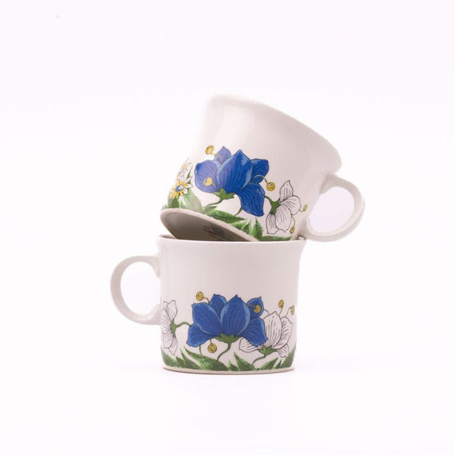 2 tasses à café en porcelaine blanches et fleuries de Pontesa