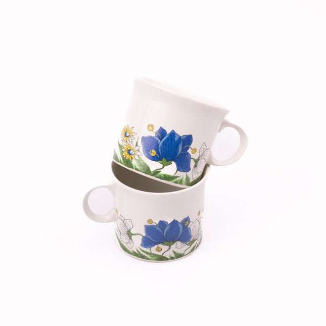 2 tasses à café en porcelaine blanches et fleuries de Pontesa
