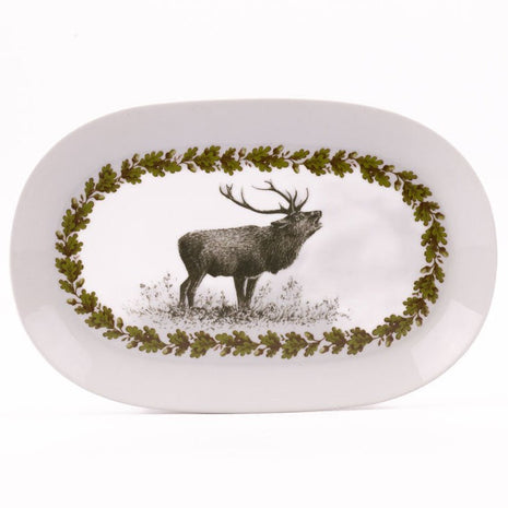 Plateau ovale avec cerf en porcelaine Johan Seltmann