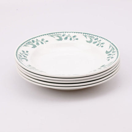 5 assiettes creuses vintage blanches et fleuries de L'Amandinoise