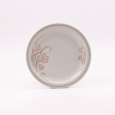 Service 6 assiettes Churchill vintages blanches avec motifs fleuris