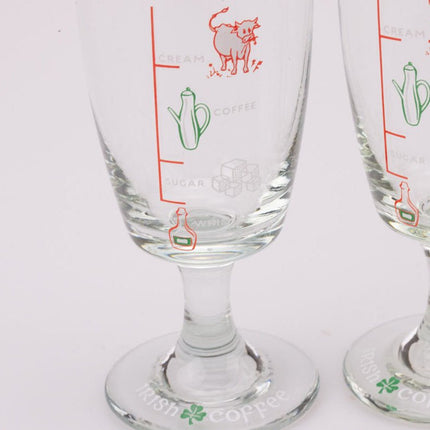 2 verres à pied vintage pour Irish Coffee avec dosages