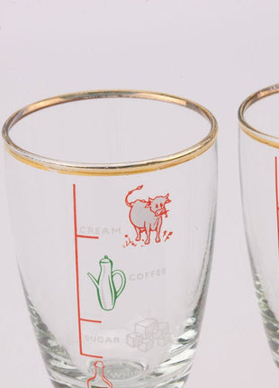 2 verres à pied vintage pour Irish Coffee avec dosages