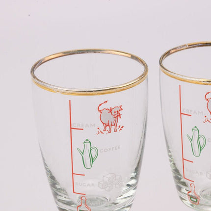 2 verres à pied vintage pour Irish Coffee avec dosages