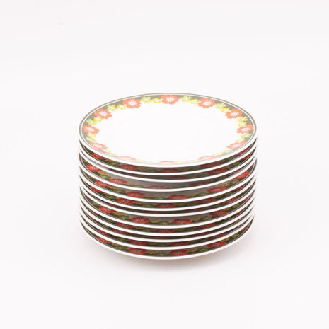 Set de 6 assiettes à dessert en porcelaine blanche avec des motifs à fleurs oranges de Winteling