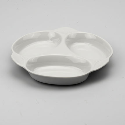Plateau apéritif blanc en porcelaine Pillivuyt en 3 compartiments