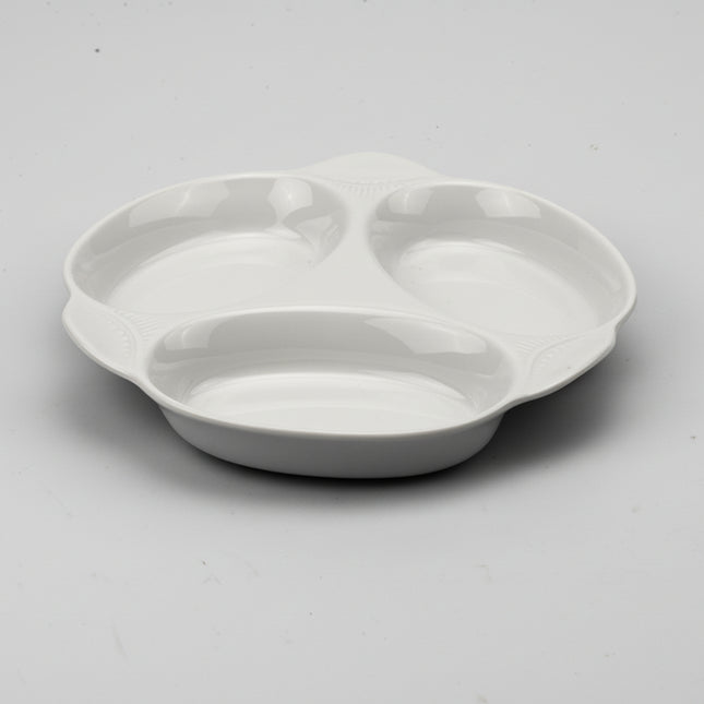 Plateau apéritif blanc en porcelaine Pillivuyt en 3 compartiments
