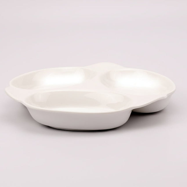 Plateau apéritif blanc en porcelaine Pillivuyt en 3 compartiments