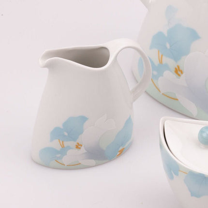 Cafetière, sucrier et pot à lait en porcelaine de Scherzer Miranda blanc avec motifs fleuris