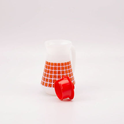 Carafe en porcelaine blanche et orange Schott Mainz vintage