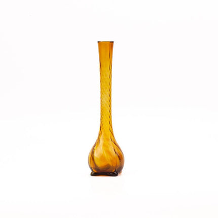Vase en verre ambré vintage marron