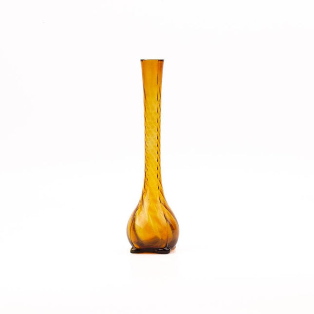 Vase en verre ambré vintage marron