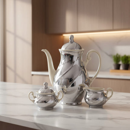 Service à café en porcelaine et inox Demeyere