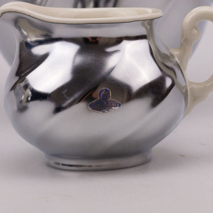 Service à café vintage Demeyere "Inaltérable" - Porcelaine et inox - Années 50-60