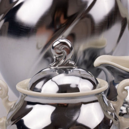 Service à café vintage Demeyere "Inaltérable" - Porcelaine et inox - Années 50-60