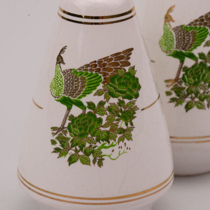 Poivrier et salière vintage blanc en céramique avec un motif de coq