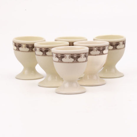 6 coquetiers vintage beiges en porcelaine