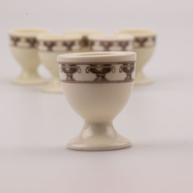 6 coquetiers vintage beiges en porcelaine