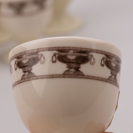 6 coquetiers vintage beiges en porcelaine