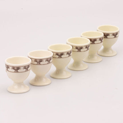 6 coquetiers vintage beiges en porcelaine
