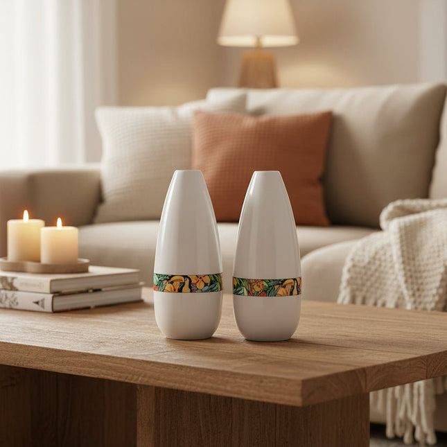 Duo de petits vases Toucan de Pillivuyt blancs  