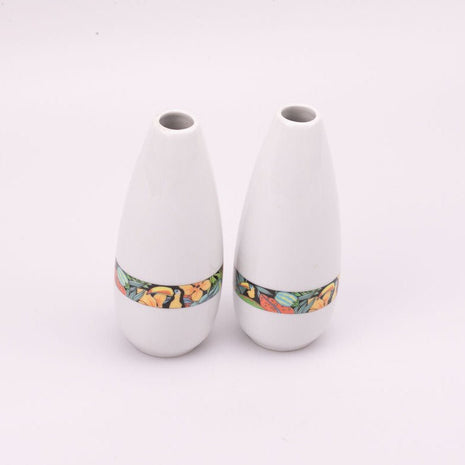 Duo de petits vases blancs en porcelaine collection Toucan de Pillivuyt 