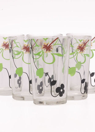 Beau set de 6 verres à eau motif floral
