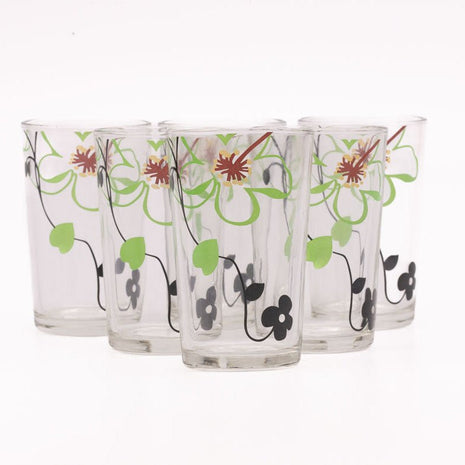 Beau set de 6 verres à eau motif floral